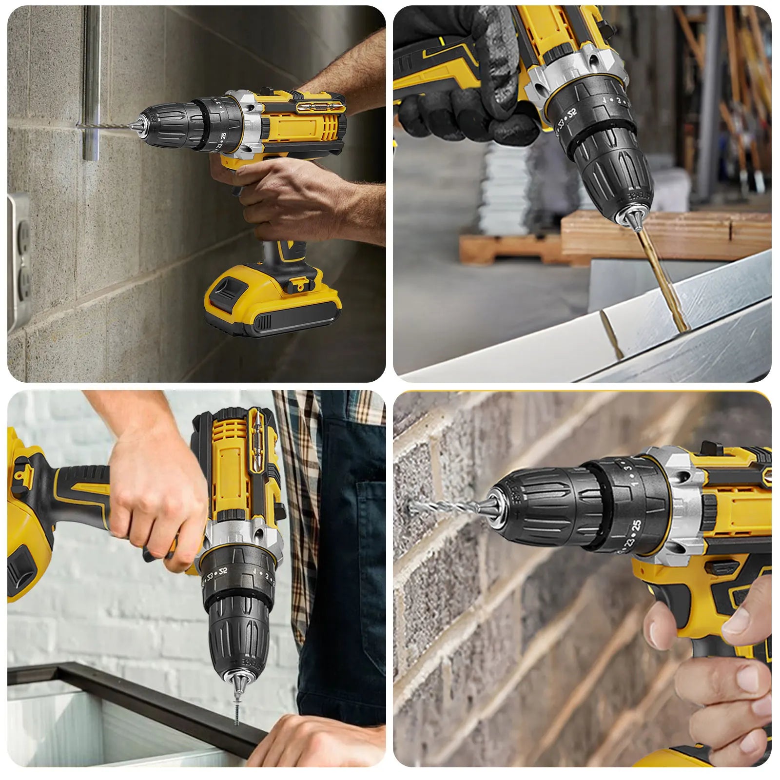 45N.m 1800RPM Cordless Electric Impact Drill 25+3 Torque Settings Electric Screwdriver Power Tool With 2PCS Batteries For Home DIY Woodworking