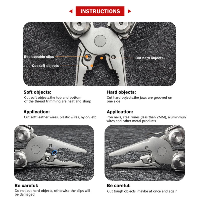 17 In 1 Mini Foldable Plier Multi Tool Folding EDC Multitool Screwdriver Pliers File Ruler Outdoor Hand Tool Sets