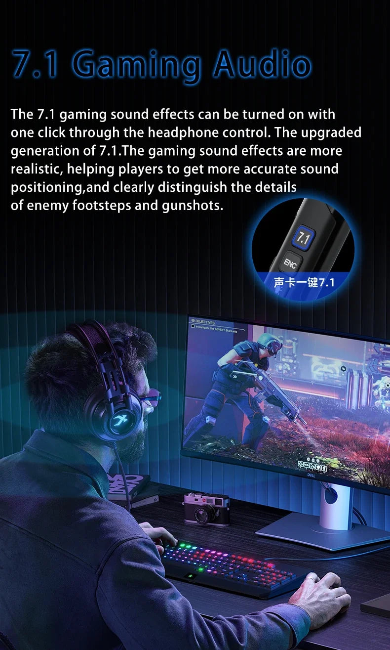 7.1 Surround Sound Gaming Headset with Noise Cancelling Mic - Tidesmit Tidesmit