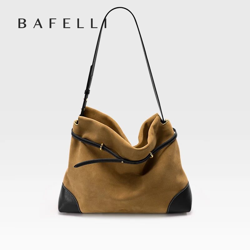 2026 ﻿Genuine Suede Women's Bag Large Capacity Crossbody Underarm Tote for Commuting Multi-functional BAFELLI Hobo Bag