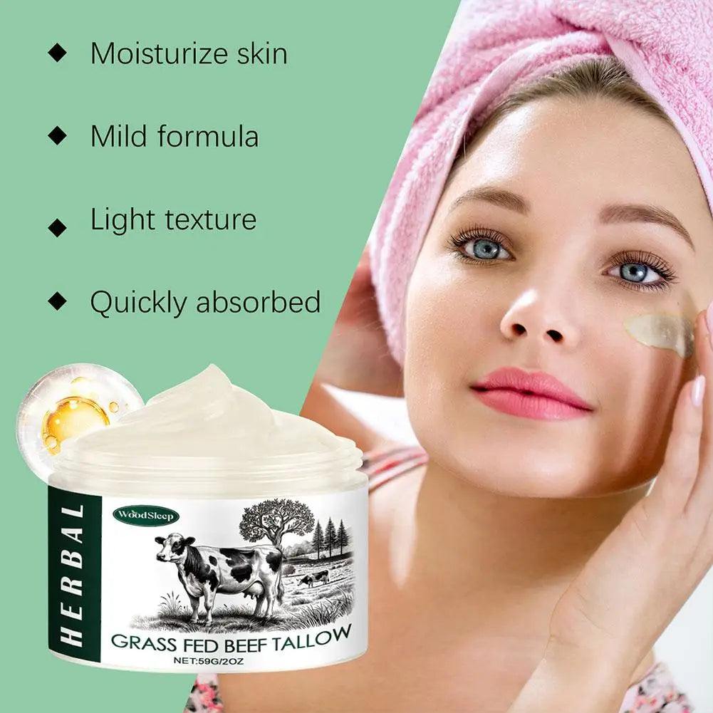 Beef Tallow, Beef Tallow for Skin, Tallow Face Moisturizer, 100% Unscented Organic Grass Fed Finished Whipped Tallow Face Cream