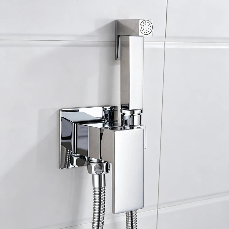 Wall Mounted Bidet Sprayer Kit with Hot and Cold Water,Handheld Toilet Spray Bidet Faucet, Adjustable Pressure Bathroom Cloth Diaper Sprayer for Personal Hygiene & Toilet Cleaning
