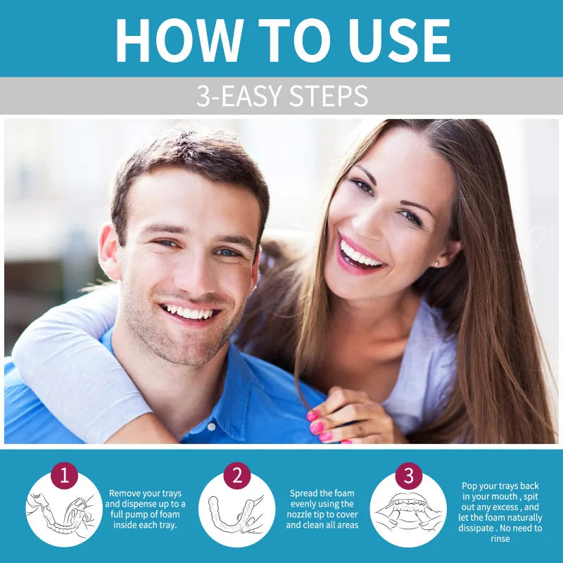 Tidesmit 30ml aligner and denture cleaner foam for deep stain removal, teeth whitening, and bad breath control.