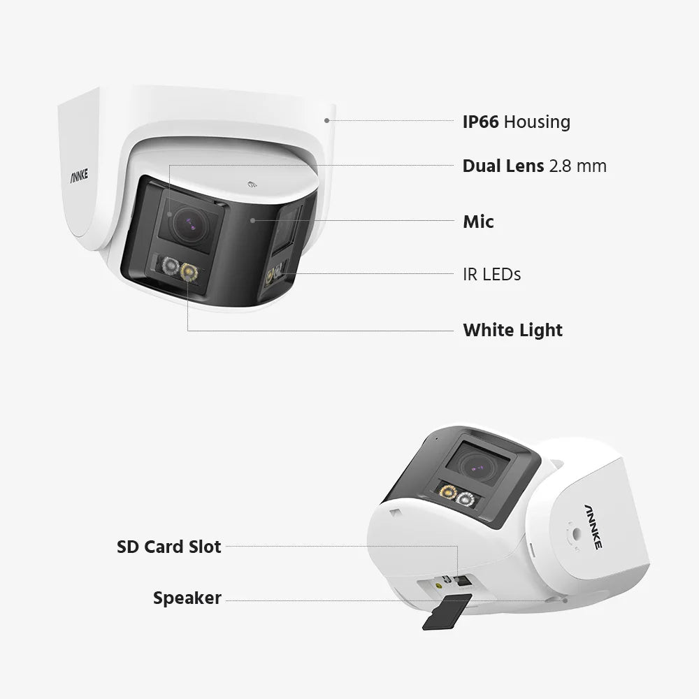 ANNKE Smart Home 180° 8MP/6MP DUO POE Dual Lens Wide View Outdoor Video POE Camera,4K AI Human Detect,8MP Security CCTV Camera