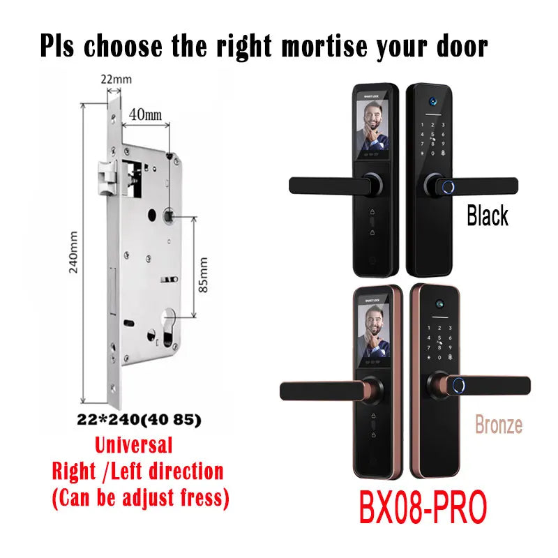 Tuya visual Wifi Digital Electronic Smart Fingerprint Door Lock With Biometric Camera intelligence Card Password Key Unlock