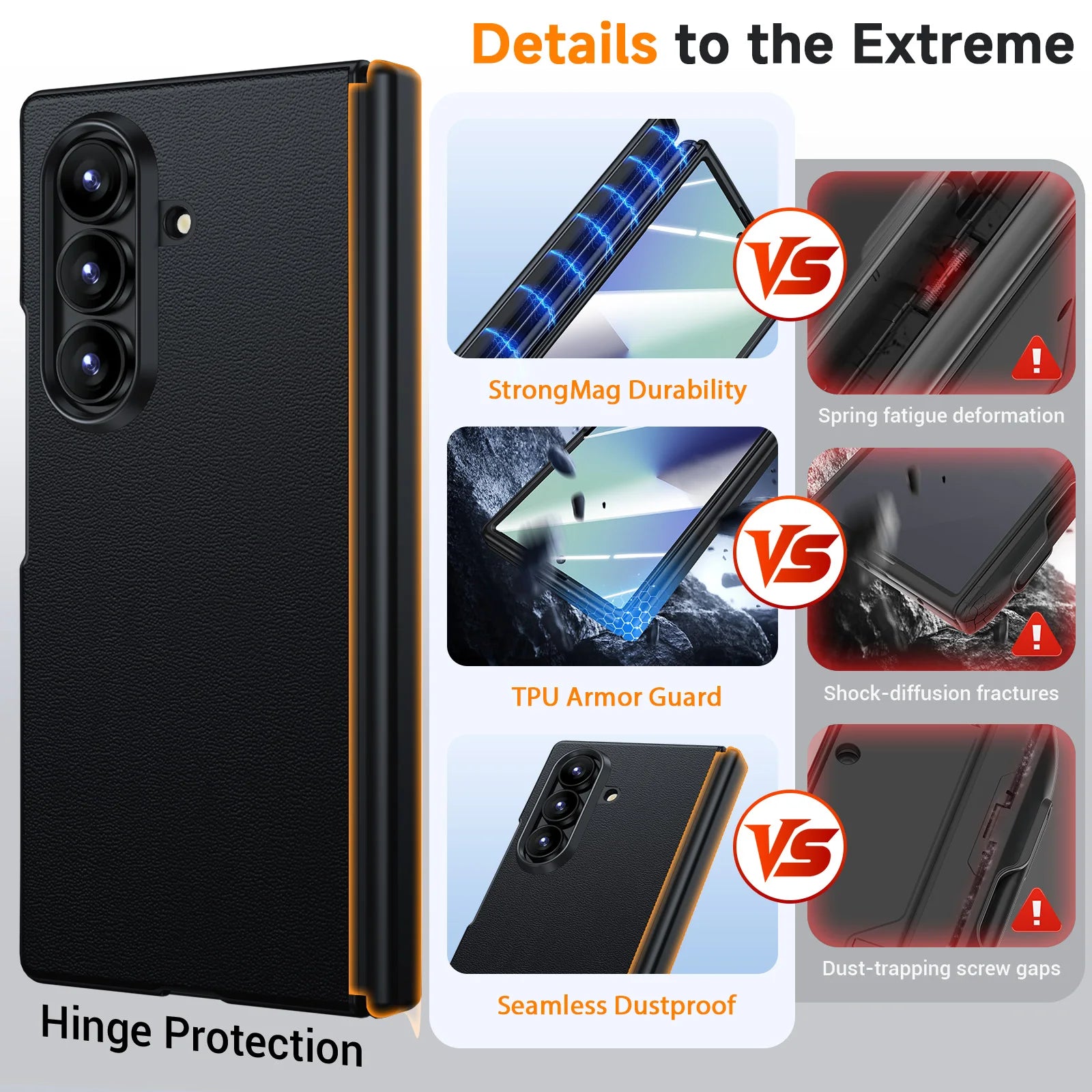 Samsung Galaxy Z Fold 7 Leather Case, Slim Magnetic Shock-Absorbing Cover Tidesmit
