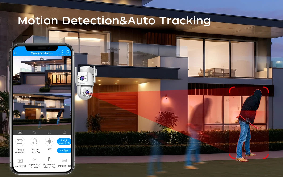 Lenovo 8MP HD Outdoor 5G Security Camera with Dual Lens Dual Screen AI Tracking PTZ Color Night Vision Surveillance Protection