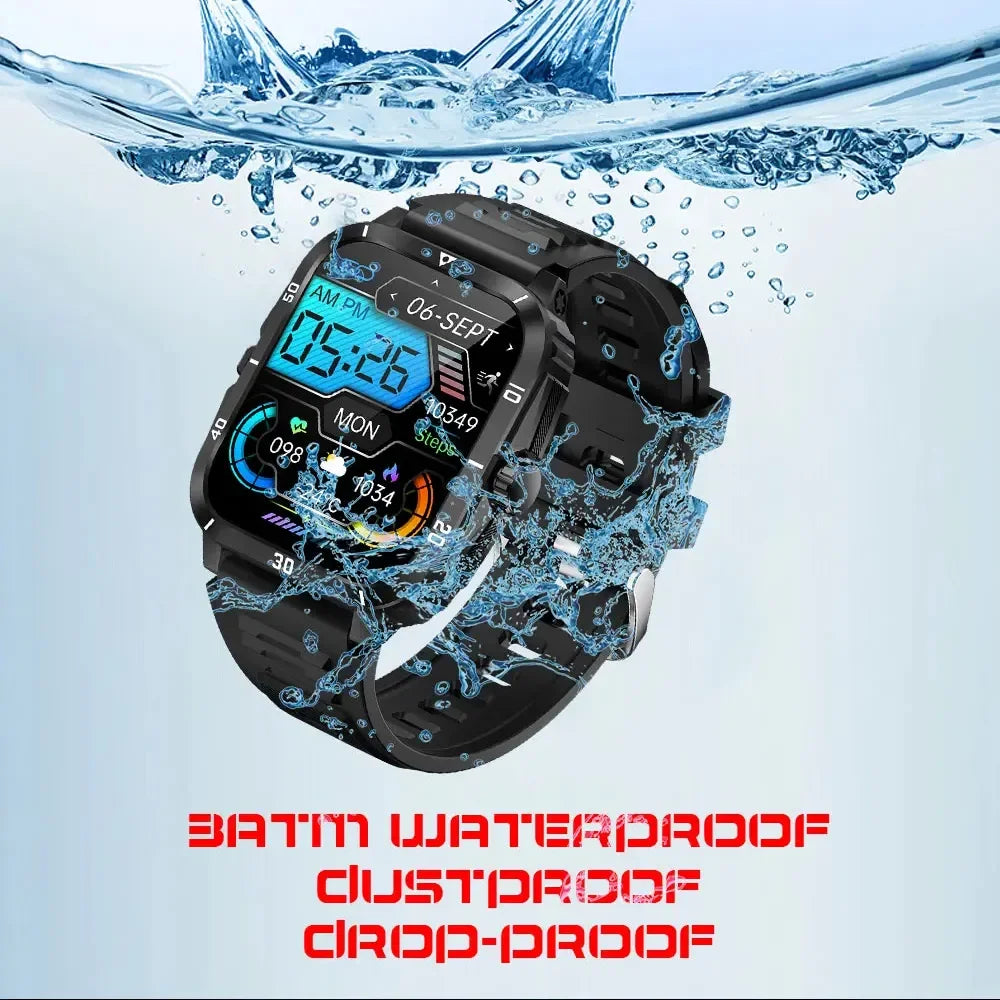 YLL-HRS KT71 Outdoor Sports Smart Watch IP68 Waterproof Sleep Tracker Touch Screen SDK IPS Display Health Monitor Dial Call