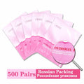 Pink Laukiss hydrogel eyelash patches for graft extensions in individual sachets, bulk set of 500 pairs, professional.