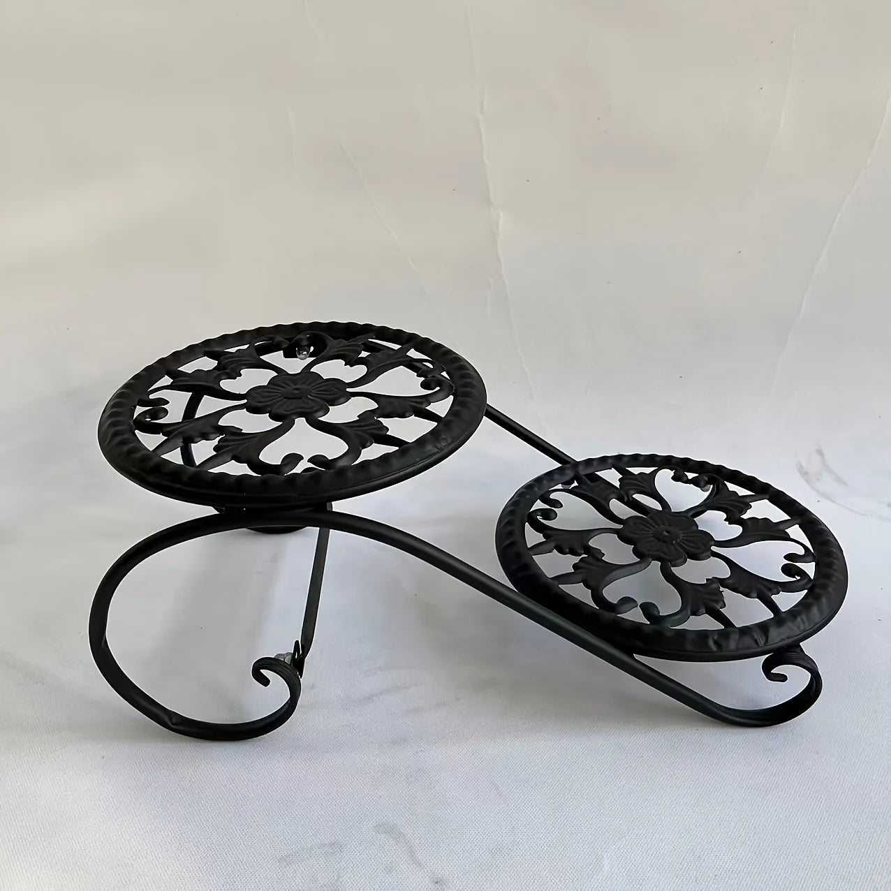 1pc, Double Deck Flower Stand, Hanging Pot Rust-proof Classic Metal Irregular Plant Stand Indoor And Outdoor Can Be Bonsai Other