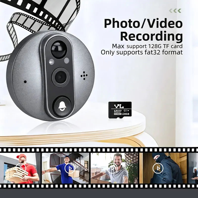 Smart Life Tuya WiFi 5 Inch Doorbell Video Camera with Peephole Eye 10000mAh Battery Mute Recording PIR Alexa & Google Digital