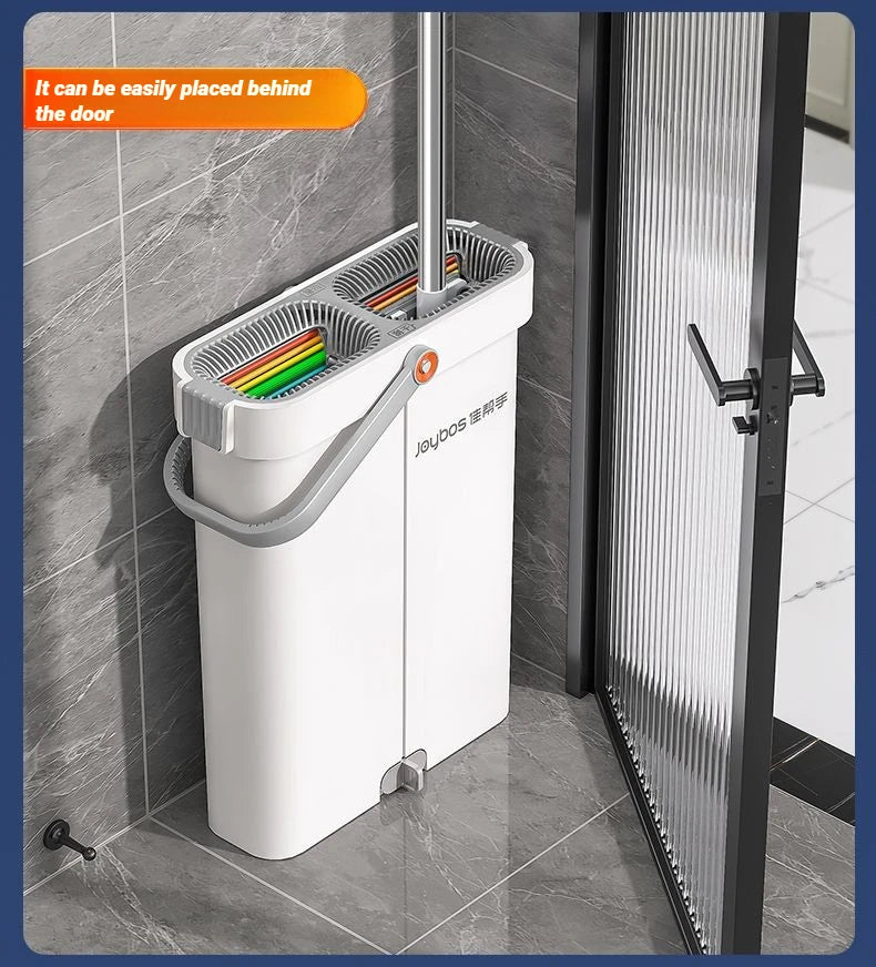 Spin Flat Mop Combo Set With Bucket Joybos 33cm Wet Dry Floor Cleaning Scraper Barrel Mops Washable Microfiber Toilet Bathroom