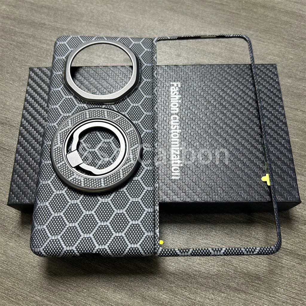 Honor Magic V3 Carbon Fiber Case | Slim Shock-Absorbing Magnetic Cover Set A China Mainland For Honor Magic v3 Tidesmit
