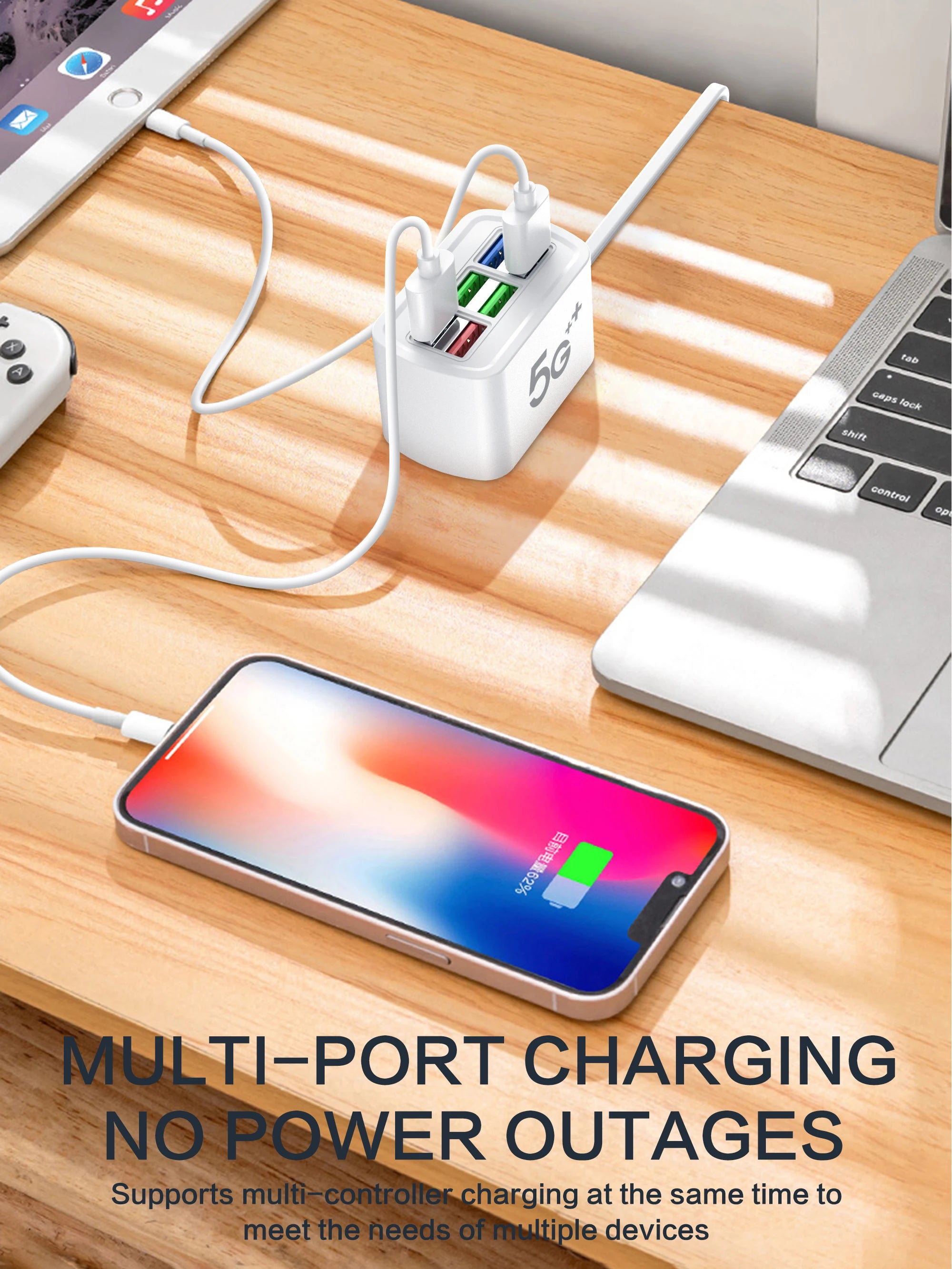 Universal 6 USB Charger Fast Charging Adapter Mobile Phone Power Strip with 1m Cable 6 USB HUB Charging Station For Home Office