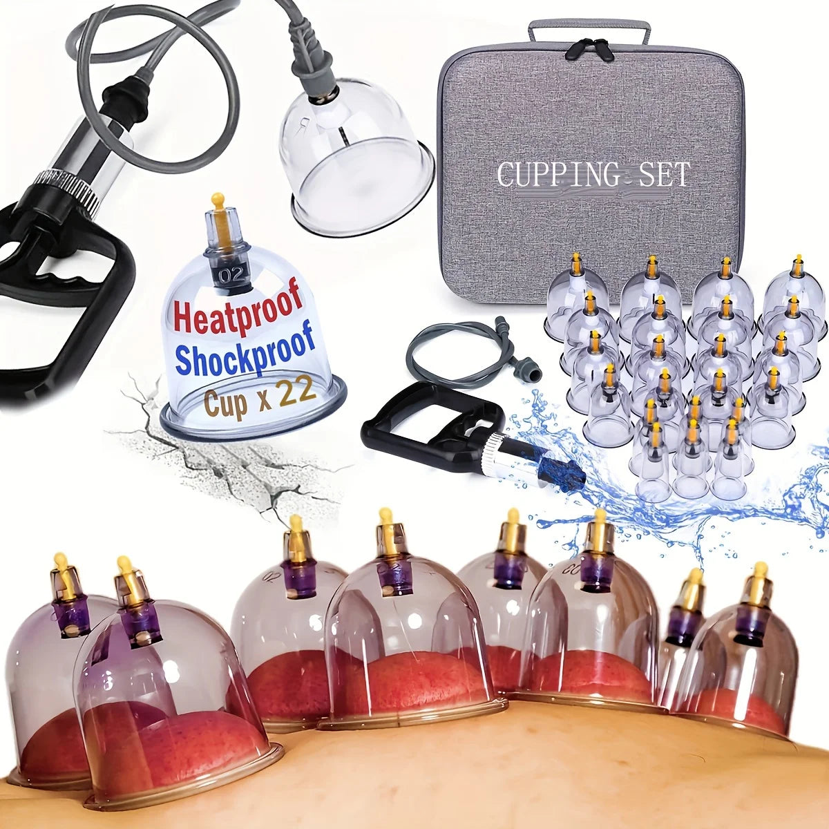 Cupping Therapy Set: 12-22 Piece Vacuum Suction Massage Kit Relaxation Treatment Tidesmit