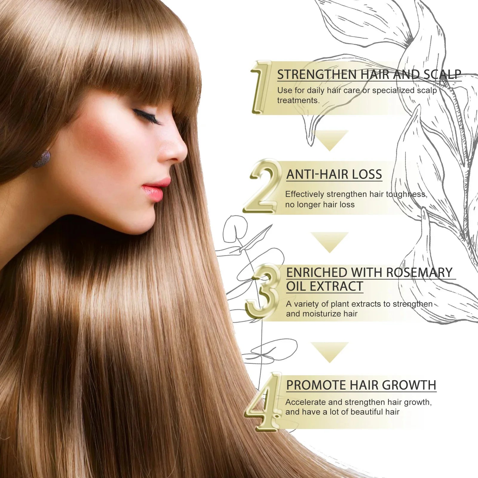 Tidesmit hair growth essential oil, rosemary scalp treatment for fast hair regrowth, anti-loss and repair for women.