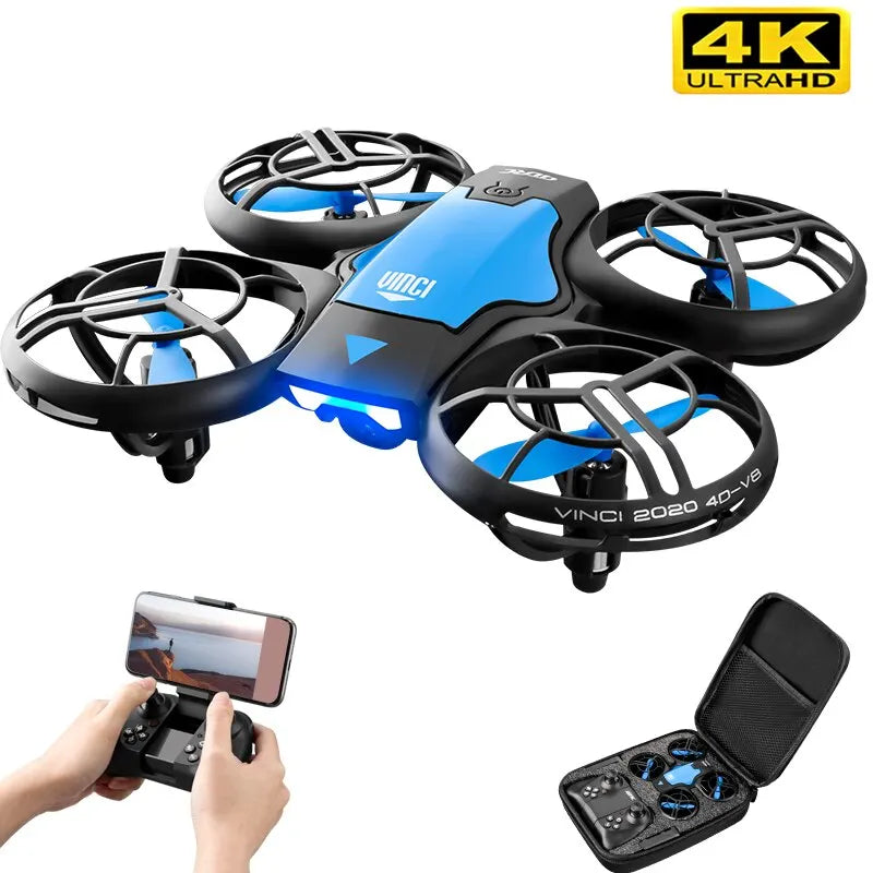 4K Camera Drone for Kids - Gesture Control Foldable Quadcopter Blue V8 Blue HD camera 1B Tidesmit