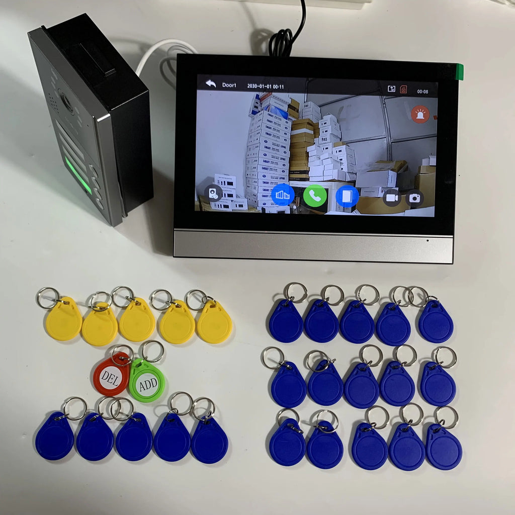 10 inch Touch Screen WiFi 1080P Intercom Doorbell 4 Wire Video Doorphone System RFID APP Unlock for 2/3/4 Unit Home Apartments
