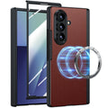 Samsung Galaxy Z Fold 7 Leather Case, Slim Magnetic Shock-Absorbing Cover Brown Galaxy Z Fold7 Tidesmit