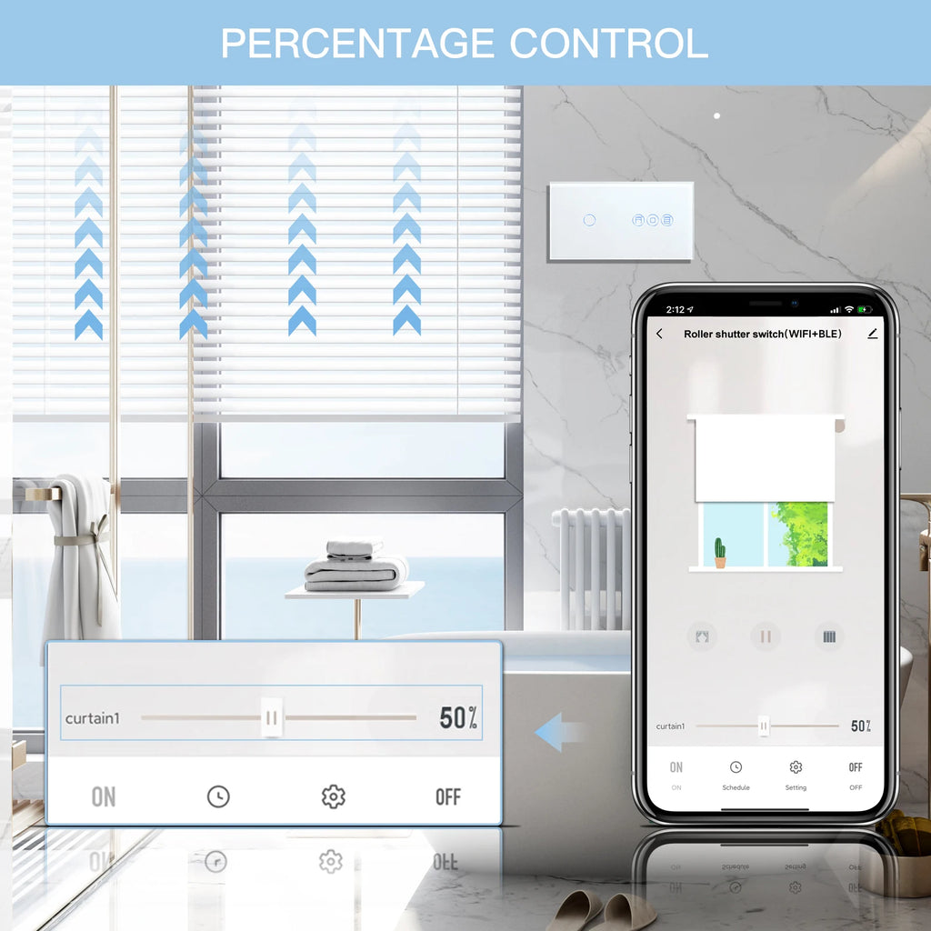 Tidesmit Smart WiFi Shutter Switch - App Controlled Roller Blind Timer Tidesmit