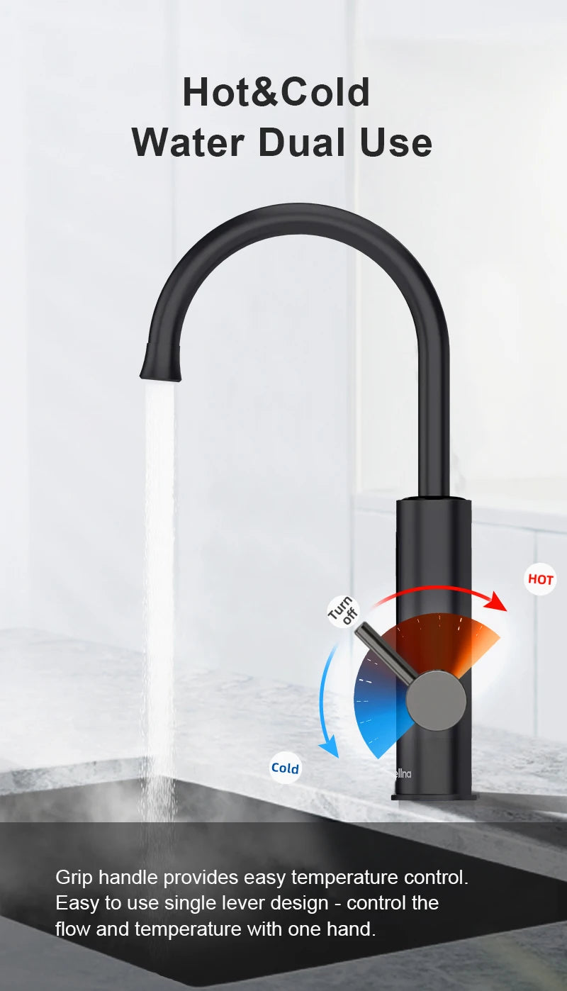 Briwellna Instant Hot Water Heating Faucet 220V Electric Faucet With Universal Adapter Nozzle Stainless Steel Heating Faucet