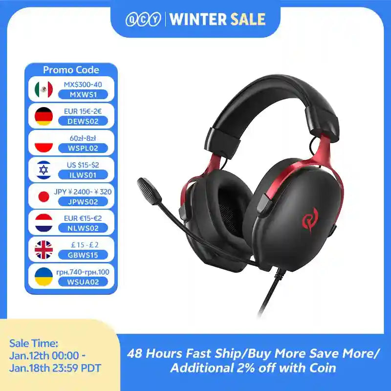 Wired Gaming Headset 7.1 Surround Sound - Ergonomic Over-Ear Black Tidesmit