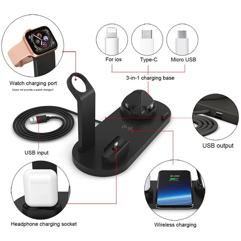 Wireless Charging Station for iPhone & AirPods | Qi Certified Fast Pad Tidesmit