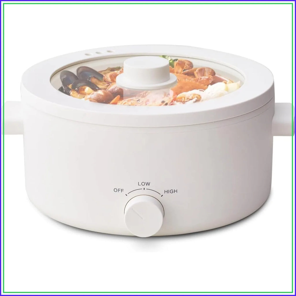 3L electric hot pot with open lid and front temperature knob in white