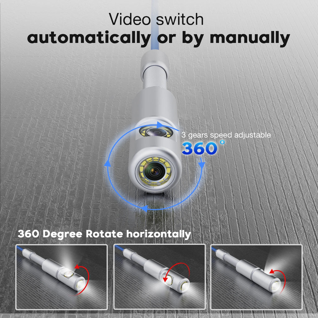 Sewer Camera Inspection 360 Degrees 10″inch IPS+Cable Diameter ø7mm+512HZ Transmitter Locator+Meter Counter+Keyboard