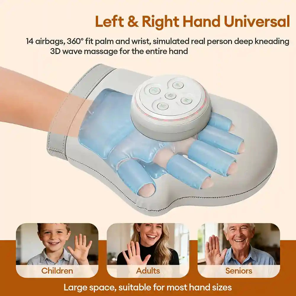 Electric Hand Massager with Heat and Air Compression - Tidesmit White Relaxation Treatment Tidesmit