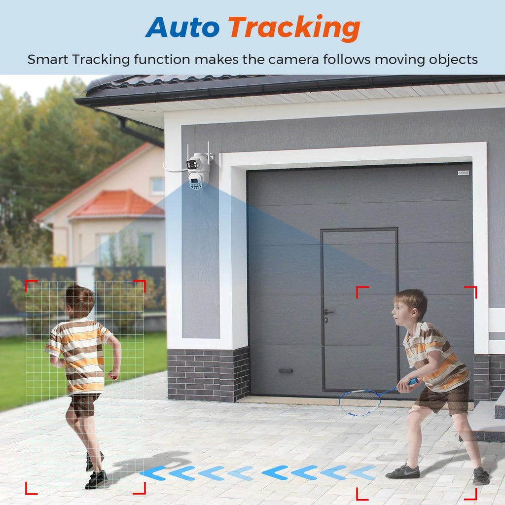 10MP 5K IP Camera Dual Lens 5GHz WIFI PTZ Outdoor Wireless Surveillance Camera Auto Tracking Night Vision Home Security Monitor