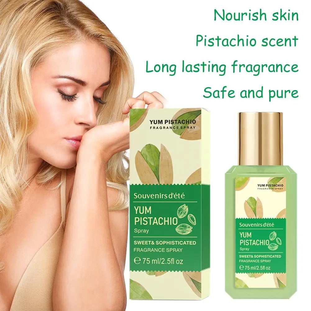 Tidesmit Sweet Pistachio Ice Cream fragrance spray, a long-lasting gourmand perfume for women's daily wear.