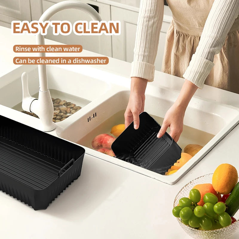 Reusable Silicone Air Fryer Basket Liner Fit Ninja AF500 Non-Stick Heatproof Easy Clean BPA-Free Kitchen Cooking Accessory