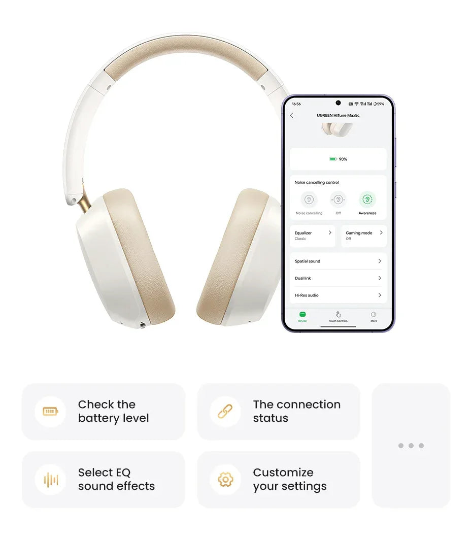 Tidesmit Wireless Bluetooth Headphones ANC 75H Spatial Audio Tidesmit