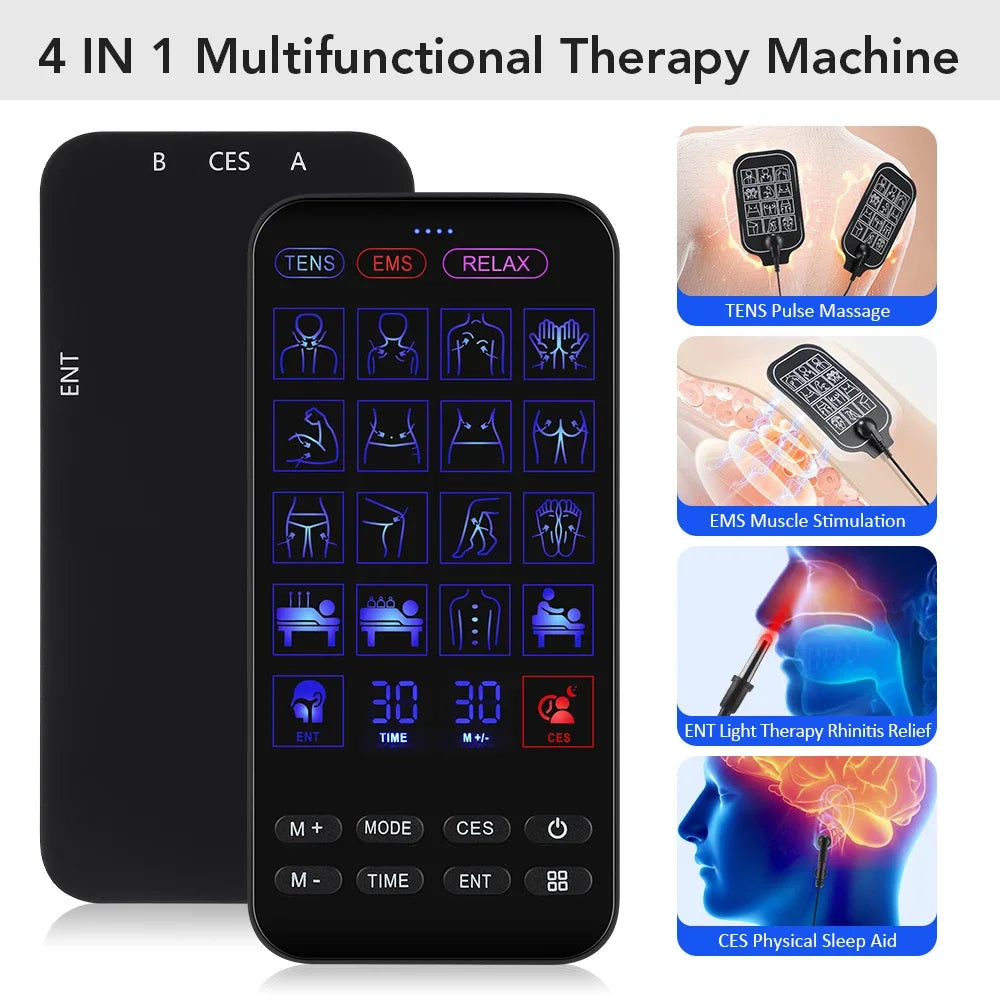 TENS Muscle Stimulator for Deep Tissue Pain Relief - Rechargeable Black Massage Chairs Tidesmit