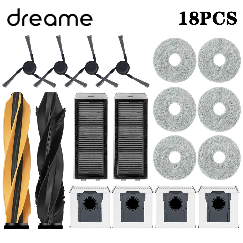 Tidesmit replacement parts kit for Dreame X50 Ultra and L40S Pro Ultra featuring main brush, filter, mop, and dust bag