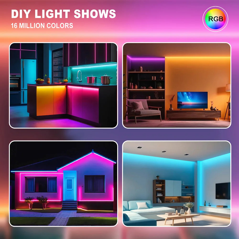 5V USB RGB LED Neon Strip Light 24key Remote Control Adhesive Tape 3535 108LED/m 6x12mm Waterproof Flexible Lamp Home Decoration