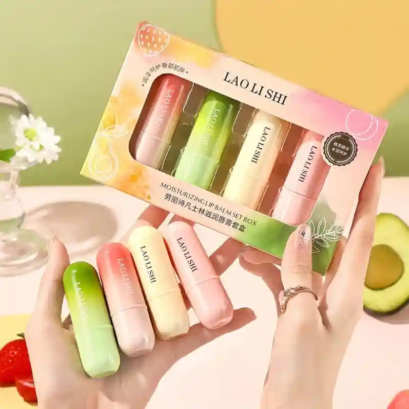 Moisturizing Lip Balm Set - 4 Nourishing Fruit Scents, 3.5g Each Lip Care Tidesmit