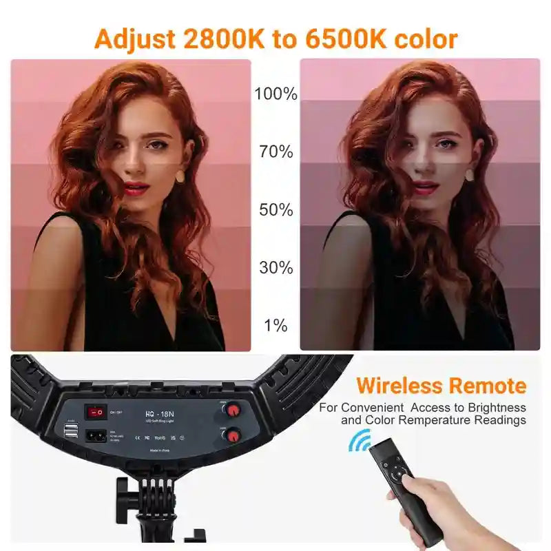 18 Inch LED Ring Light with Tripod - Professional Content Creation Kit Tidesmit