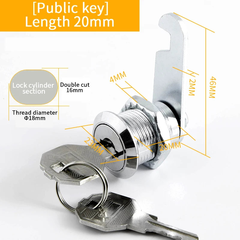 5Set Security Lock Metal Cylinder Cabinet Locker Cam Lock With Keys Security Mailbox Lock Drawer 16mm/20MM/25MM/30MM