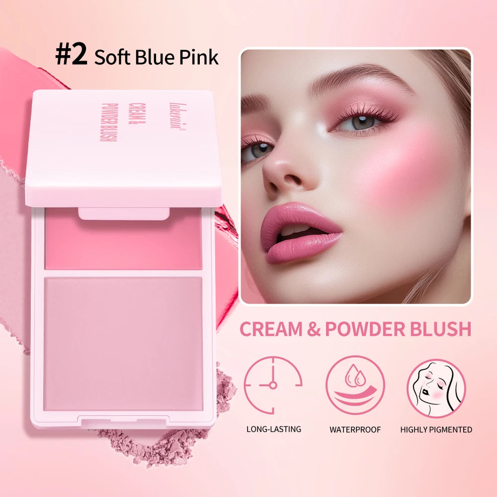 Tidesmit cream and powder blush palette swatch showing natural long-lasting high pigment peach pink makeup texture