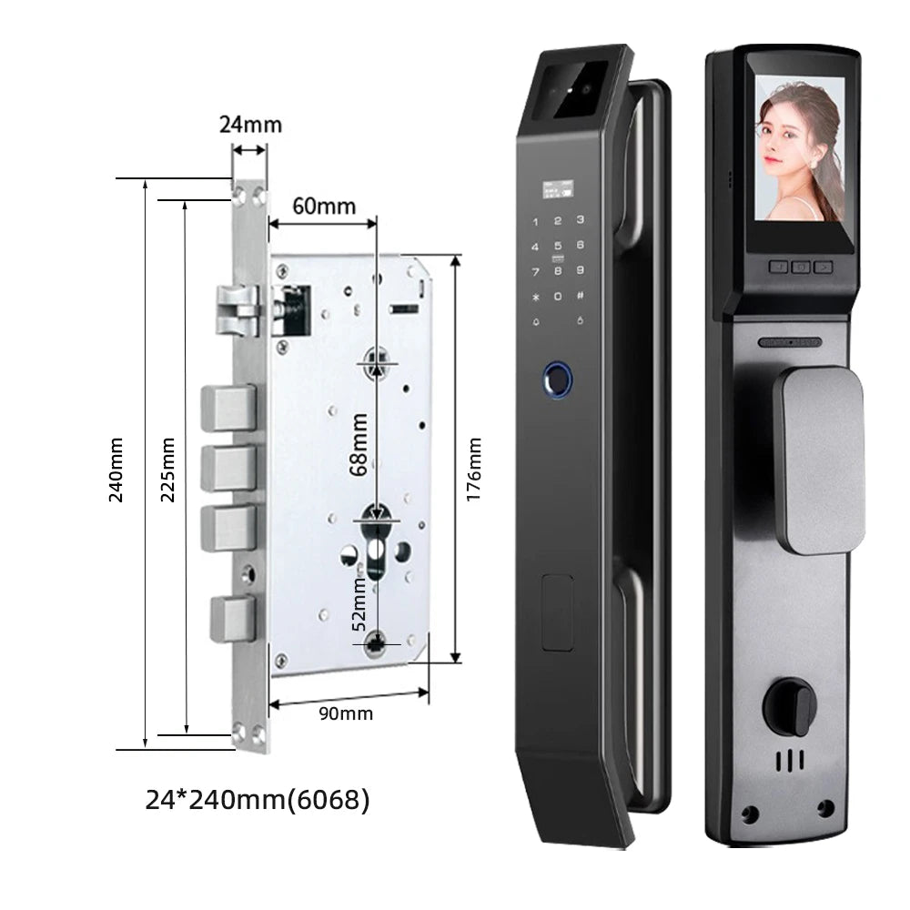 RAYKUBE DF14 Tuya WiFi 3D Face Recognition Digital Fingerprint Lock With Two-way Audio WiFi Camera Video Call APP Remote Unlock