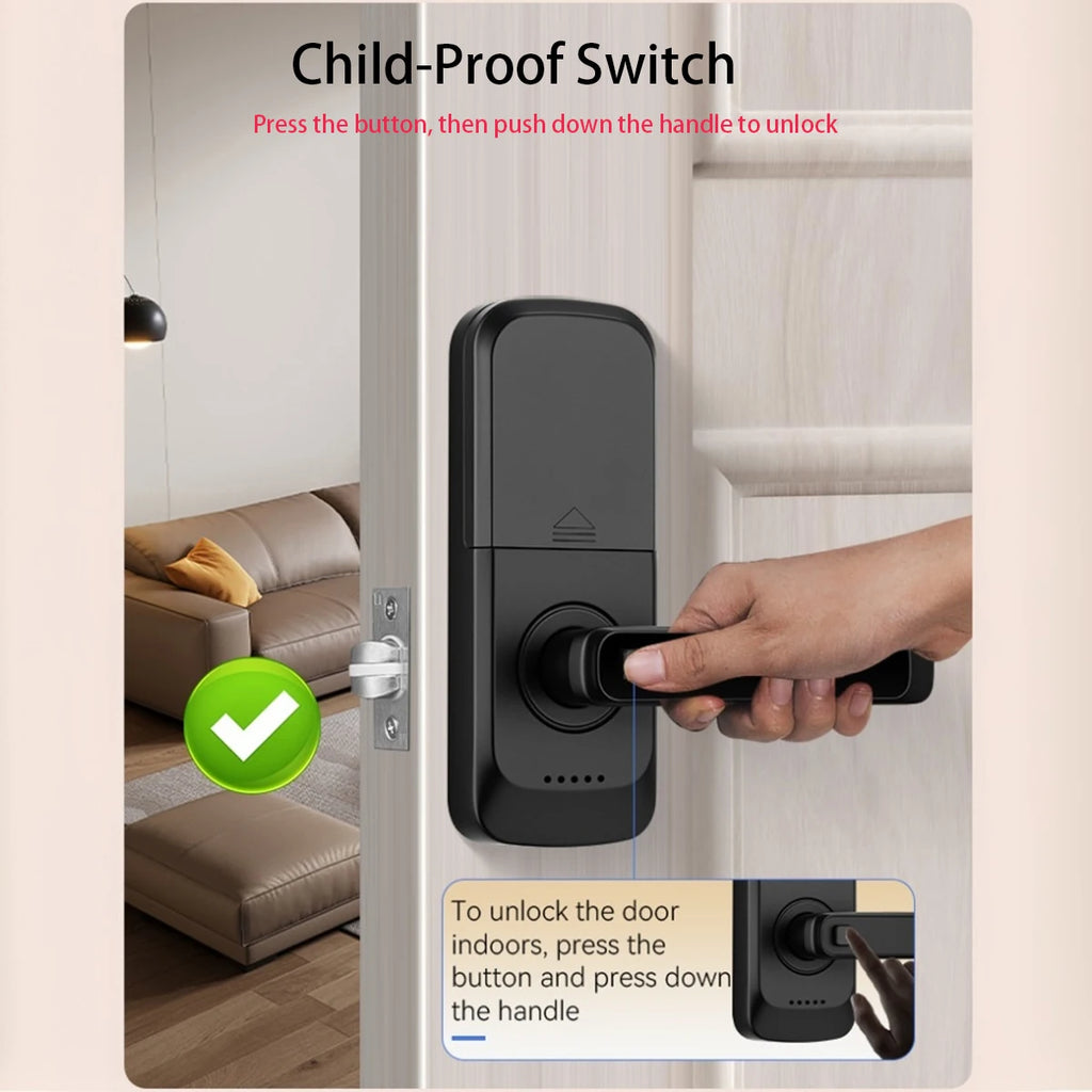 Keypad Door Lock With Handle Fingerprint Door Lock Smart Doorbell Cat eye Peephole Camera Tuya Wifi App Door Locks For Bedrooms