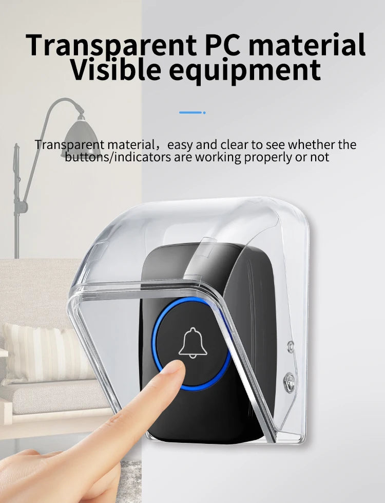 CACAZI Waterproof Cover For Wireless Doorbell Button Smart Ring Chime Button PC Transparent Outdoor Rain-cover Home Case New