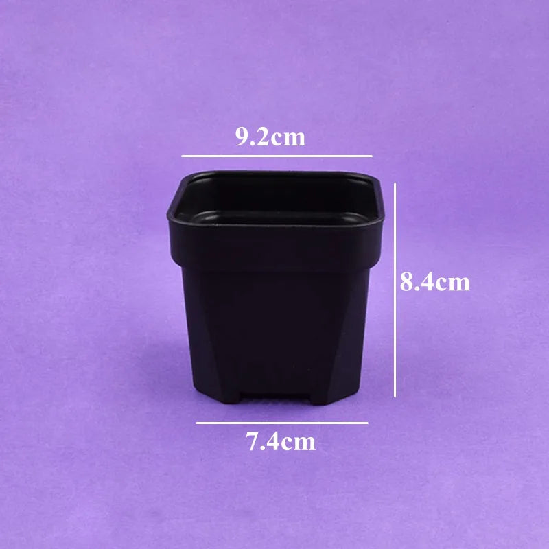 Black square plant pot, 7.4cm base, 8.4cm height