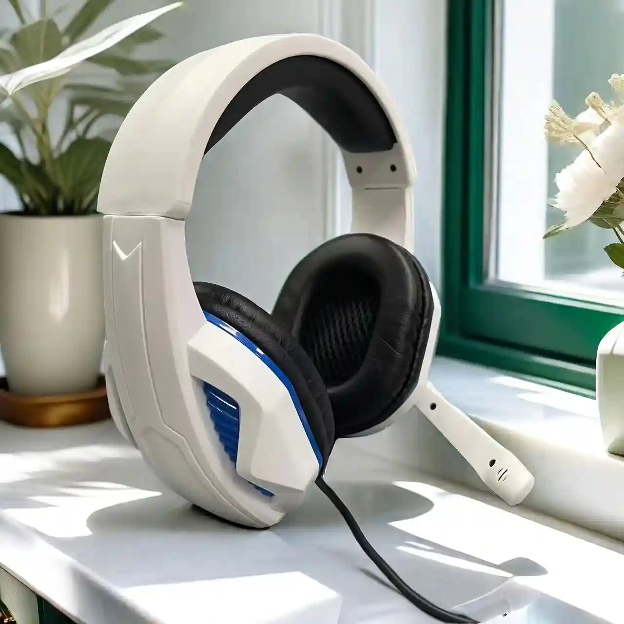 Wired Gaming Headset with Mic - Over-Ear Stereo Audio, Red or White Red Tidesmit