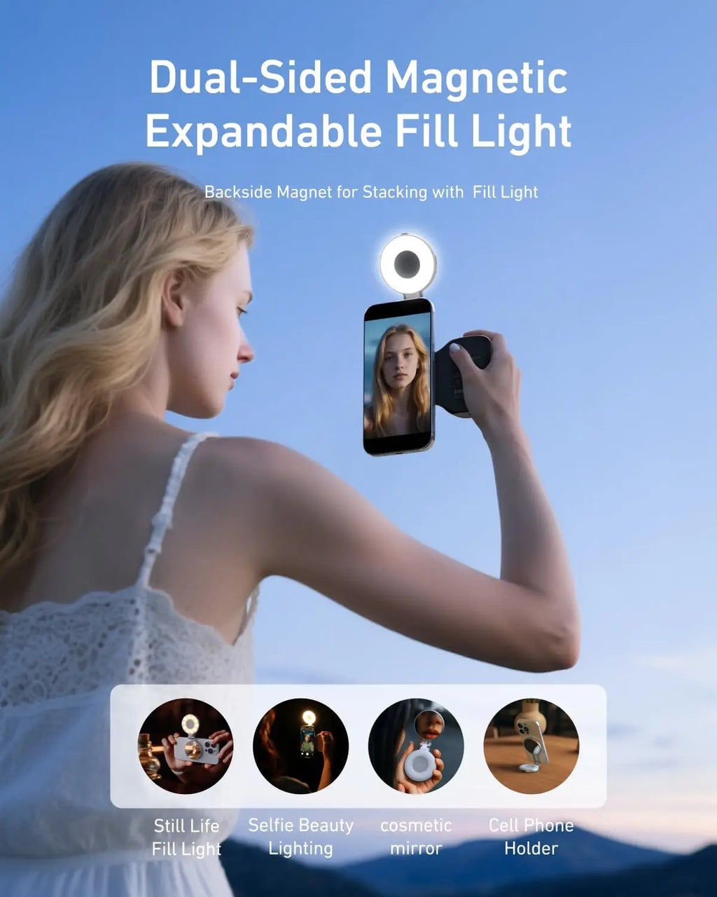 Magnetic Phone Camera Grip with LED Selfie Light for Smartphone Content Tidesmit