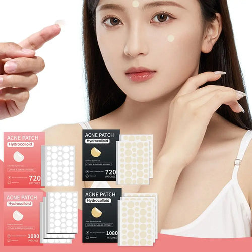 Hydrocolloid acne patch stickers with clear and beige patch sheets for face coverage