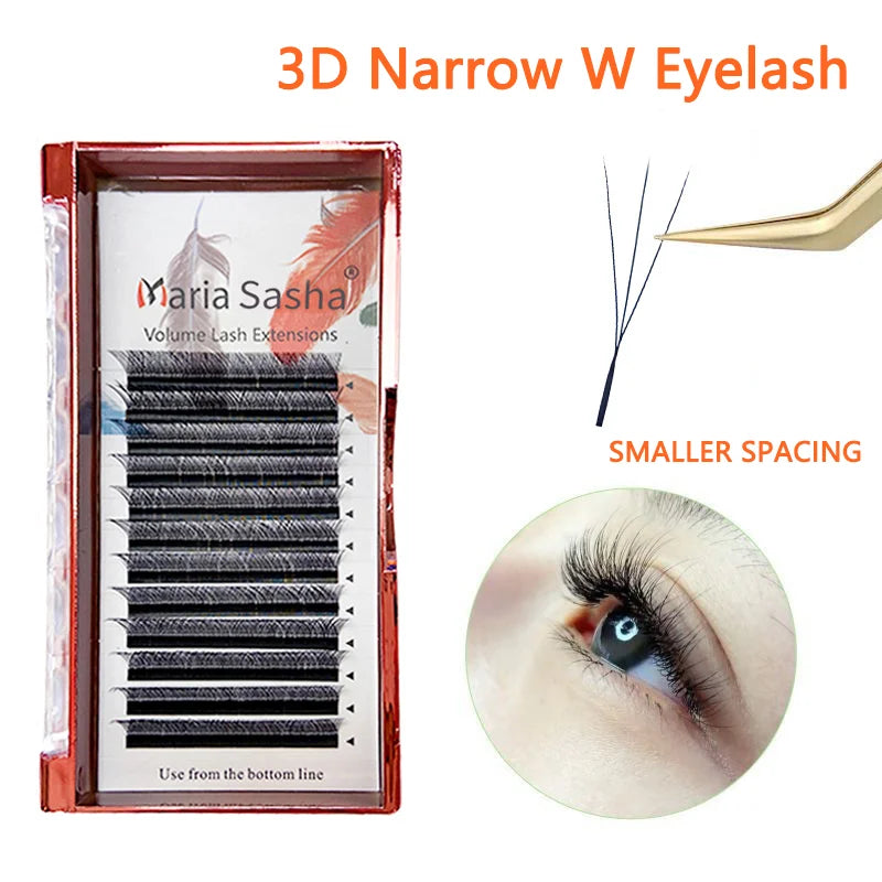 MARIA 3D Narrow W Shape Eyelashes Hand Premium lashes Soft Light Natural Lashes Extension Supplies Makeup Mesh Net Cross Lash D Tidesmit
