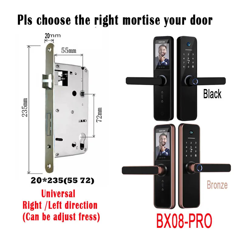 Tuya visual Wifi Digital Electronic Smart Fingerprint Door Lock With Biometric Camera intelligence Card Password Key Unlock